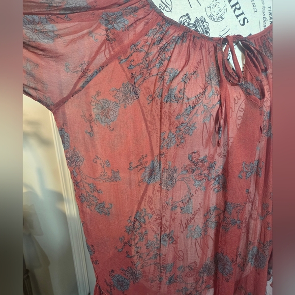 Free People Rust Floral Long Sleeve Dress - Picture 5 of 9